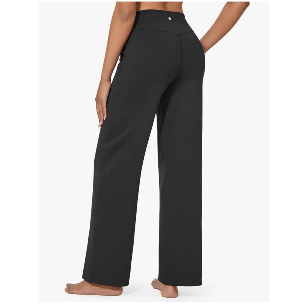 G4Free Fleece Lined Wide Leg Pants Women's Large Black Drawstring Pockets - Picture 2 of 10